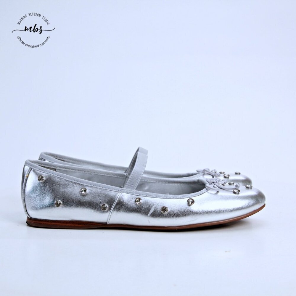 Bandolino Prity Mary Jane Jeweled Flats Silver Gray Women 9.5‎